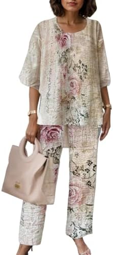 Easy-to-Wear Outfits for Older Women: 21 Stylish Comfortable Looks 3 Women 2 Piece Outfits Sets Dressy Casual Floral Printed 3/4 Sleev...