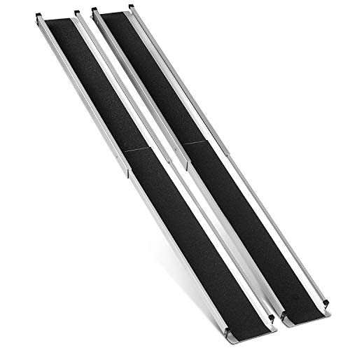 ORFORD Telescopic Wheelchair Ramp 7FT, Non Skid Utility Mobility Access Ramp in Pair for Home Steps Stairs Doorways Scooter