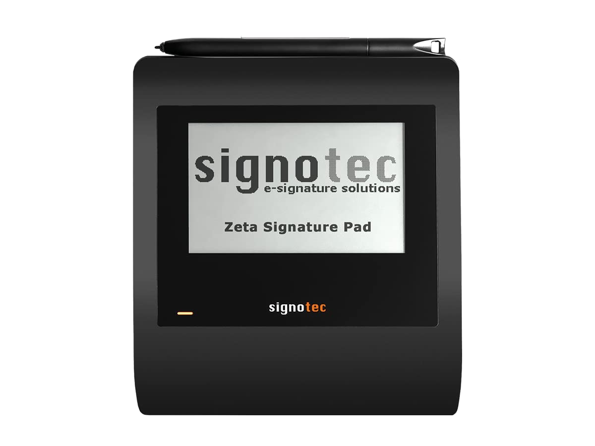 signotec Zeta - Unterschriftenpad mit 5" Monochrome-LCD mit Hintergrundbeleuchtung, Hochauflösender Stiftsensor, 2.048 Druckstufen, 500 Hz Abtastrate, RSA-Verschlüsselung, USB-Anschluss