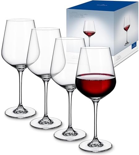 Villeroy & Boch La Divina Set di Bicchieri da Vino Rosso, 650 ml, 4 Pezzi, Cristallo, Trasparente