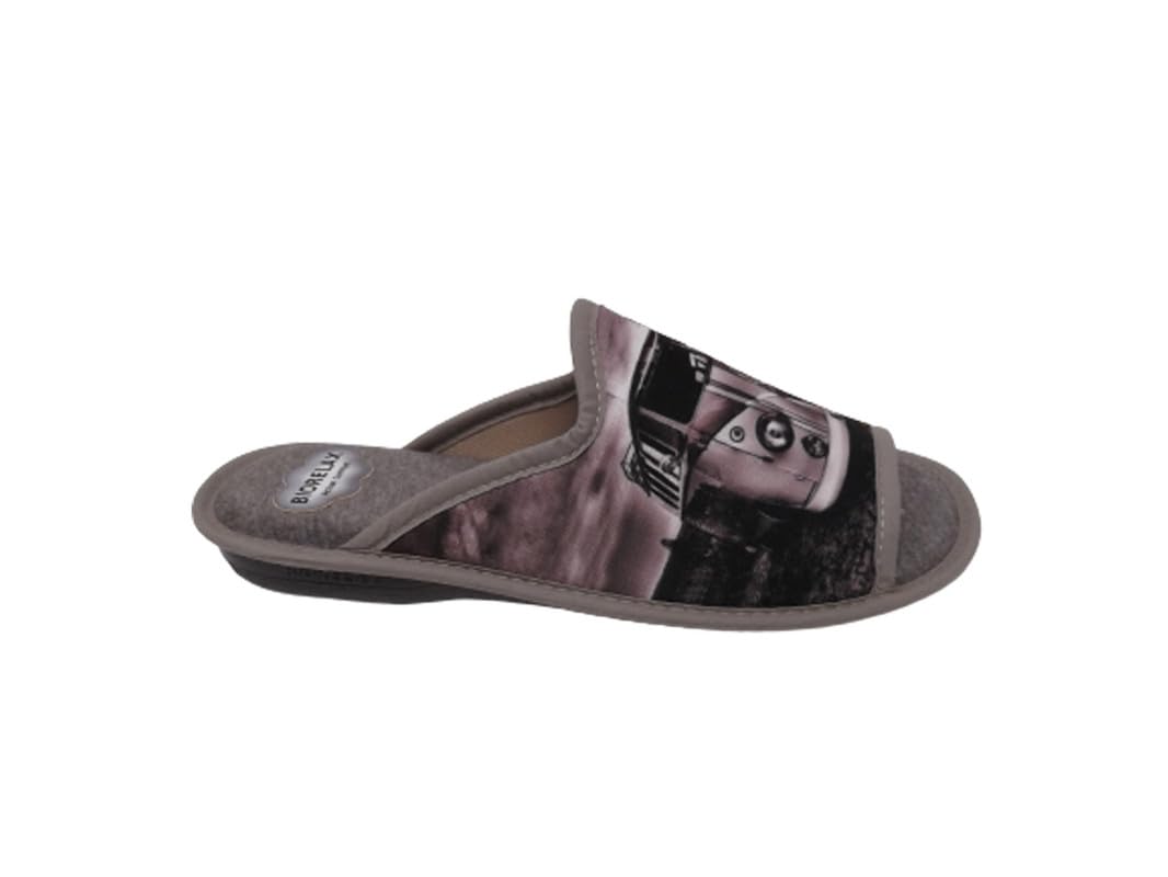 Biorelax Zapatillas de Estar por Casa Hombre/Puntera Abierta/Empeine: Lona/Suela: Goma/Cámarade Aire/Dibujo Furgoneta