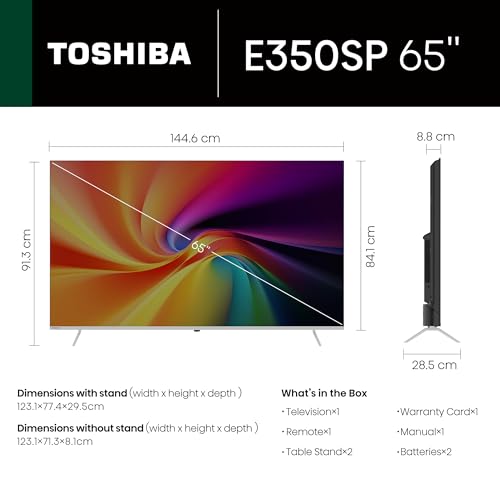 Image of Toshiba 164 cm (65 inches) E350SP Series 4K Ultra HD Smart LED Google TV 65E350SP (Silver)