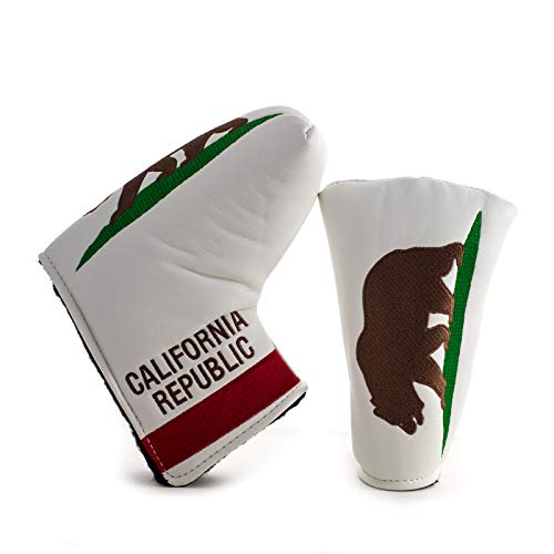 California Republic Mid Mallet and Blade Putter Headcover, White