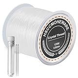 HSCCMOHEWARE 120m Elastic String for Bracelets, 0.8mm White Stretchy String for Bracelets with 2 Pcs Beading Needles for Seed Beads,Elastic Cord for Jewelry Making, Necklaces, Beading