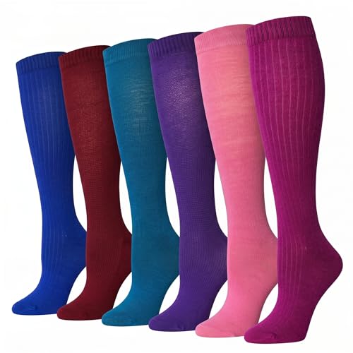 Image of Tipi Toe Women's Knee High Socks 6 Pack - Colorful Funky Patterned Long Socks, Soft & Comfortable Everyday Wear