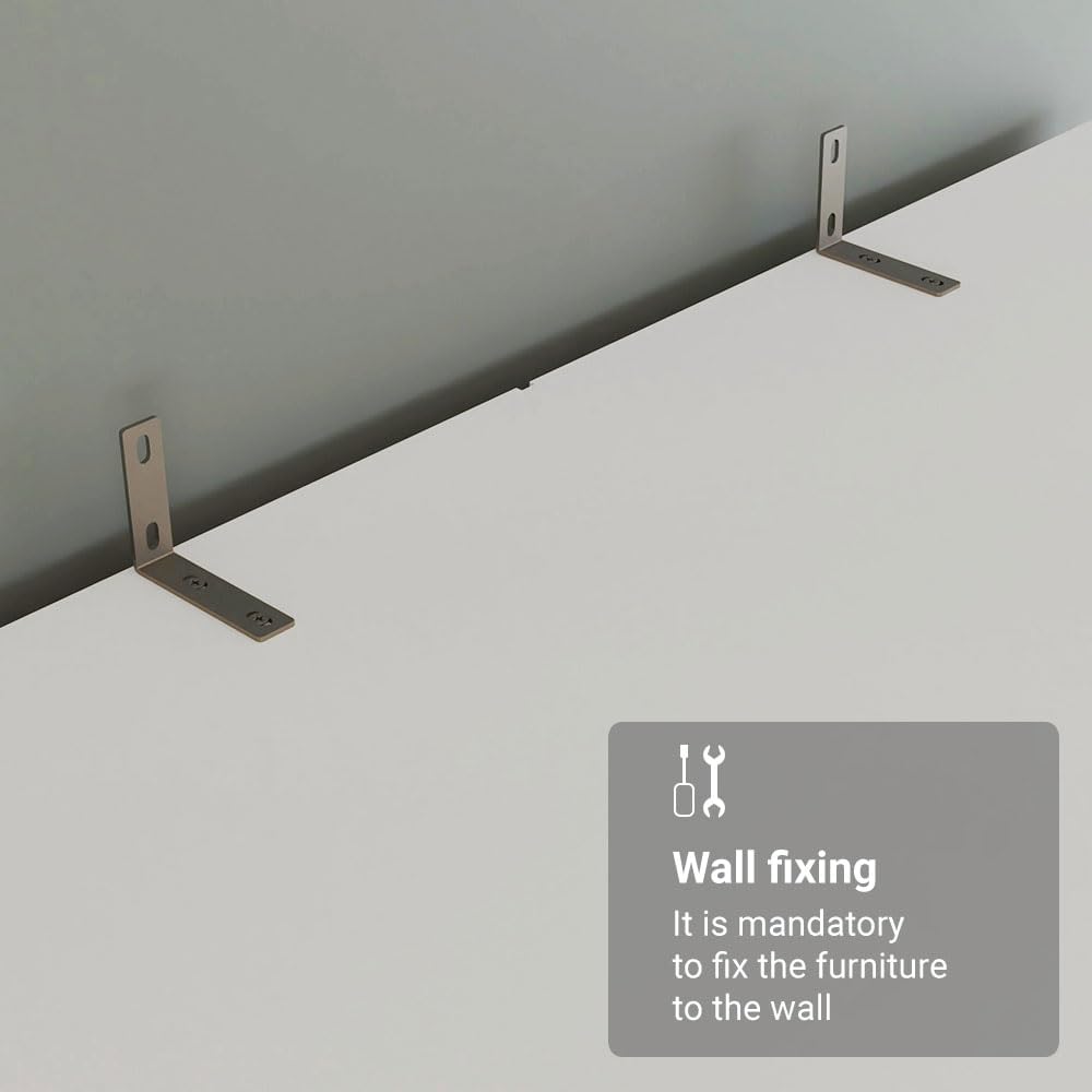 Close-up of wall-mounting brackets for the cabinet