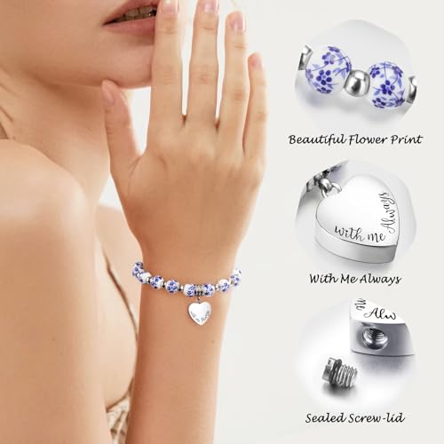 XIUDA Heart Cremation Jewelry Urn Bracelet for Human Ashes Stainless Steel Cremation Bracelet Memorial Keepsake Urn Jewelry for Women3