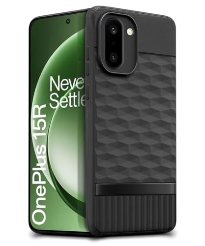Image of WOW IMAGINE Back Cover for 1+ OnePlus 15R 5G 2025 with Hexa Cube Design | Ultra Slim Soft Rubberised Case | Inner Velvet Fabric | Silicone Flexible Mobile Case | Camera Protection - Black