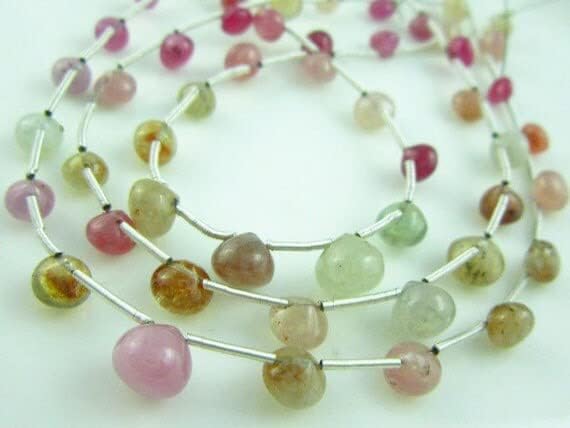 Perles saphir multicolore AA oignons lisses 4-7mm fil 8 pouces création bijoux - 5
