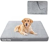 COSHNIBI Dog Bed Covers Replacement Washable,Waterproof Bed Covers Soft Plush Replacement with Zipper & Removable for Dog/Cat 44''Lx32''Wx4''H-Grey