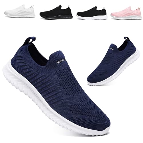Zapatillas Deportivas Mujer Hombre Zapatillas de Running Ligero Calzado Transpirables Gimnasio Casual Sneakers Zapatos para Correr Cómodo Atlético Azul Oscuro 42EU