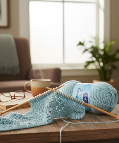 Image of ProKart Premium Woolen 4 ply Hand Knitting Wool Yarn | Fine Weight Knitted and Crocheted Soft Yarn for Sweater, Scarf, Hat, Baby Clothes, Baby Sports, Purse, Gift Bags & DIY Craft Accessories Projects (1 Ball /100 Gram Each) (Sky Blue, 100gms x 2 Pack)