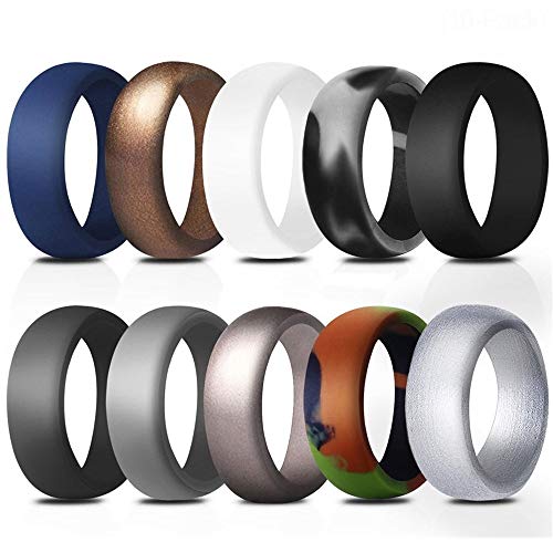 Nologo WLYX 10PACK Couleur Silicone Bague personnalisé for Hommes, extérieur Sport Anneau Silicone, Accessoires, 8.7mm Grand Arc (Size : Size 9) Cover