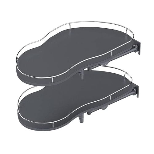 AKKE Eckschrank Auszug für die Küche, Drehboden Eckschrank mit leisem Schließsystem, Drehregal Schrankauszug Eck-Unterschrank, Küchenmöbel & Küchenorganisation Graphit/Chrom 900/500 mm Links Cover