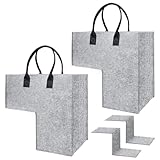 TANOSAN 2 Stück L-förmiger Treppenkorb Stufenkorb, Faltbarer Aufbewahrungskorb für Treppen mit Kunstledergriffen, Großer Treppenstufen Organizer für Wäsche, Haushaltsgegenstände, Dellgrau