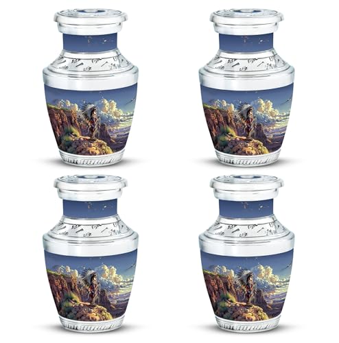 Image of Native American Urns for Human Ashes - Small Urns for Human Ashes Keepsake - Funeral Urns for Adult Ashes Women - Urns for Ashes Adult Female Mom (3 inch Pack of 4)