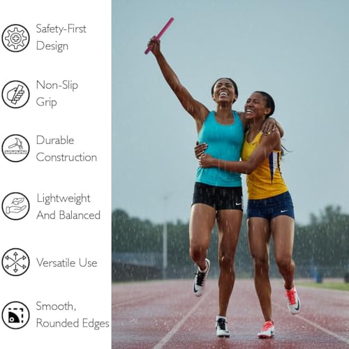 Amber Fight Gear Adult Relay Batons Durable, Lightweight, Non-Slip Grip Track & Field Batons, Safety-Optimized Smooth Edges, Pack of 6 Assorted Colors for Relay Races, Training, and School Sports - Thumbnail 3