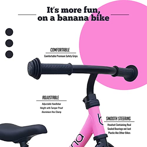 Banana Lt Balance Bike - Lightweight Toddler Bike For 2, 3, 4, And 5 Year Old Boys And Girls - No Pedal Bikes For Kids With Adjustable Handlebar And Seat - Aluminium, Eva Tires - Training Bike (Pink) #TOP2