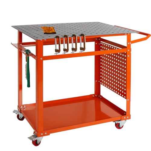 41LdsCvUNGL. SL500 Welding Table Welding Cart 32''×24'',1200lbs Load Capacity Industrial Workbench with 5/8'' Holes Fixture Table with Wheels