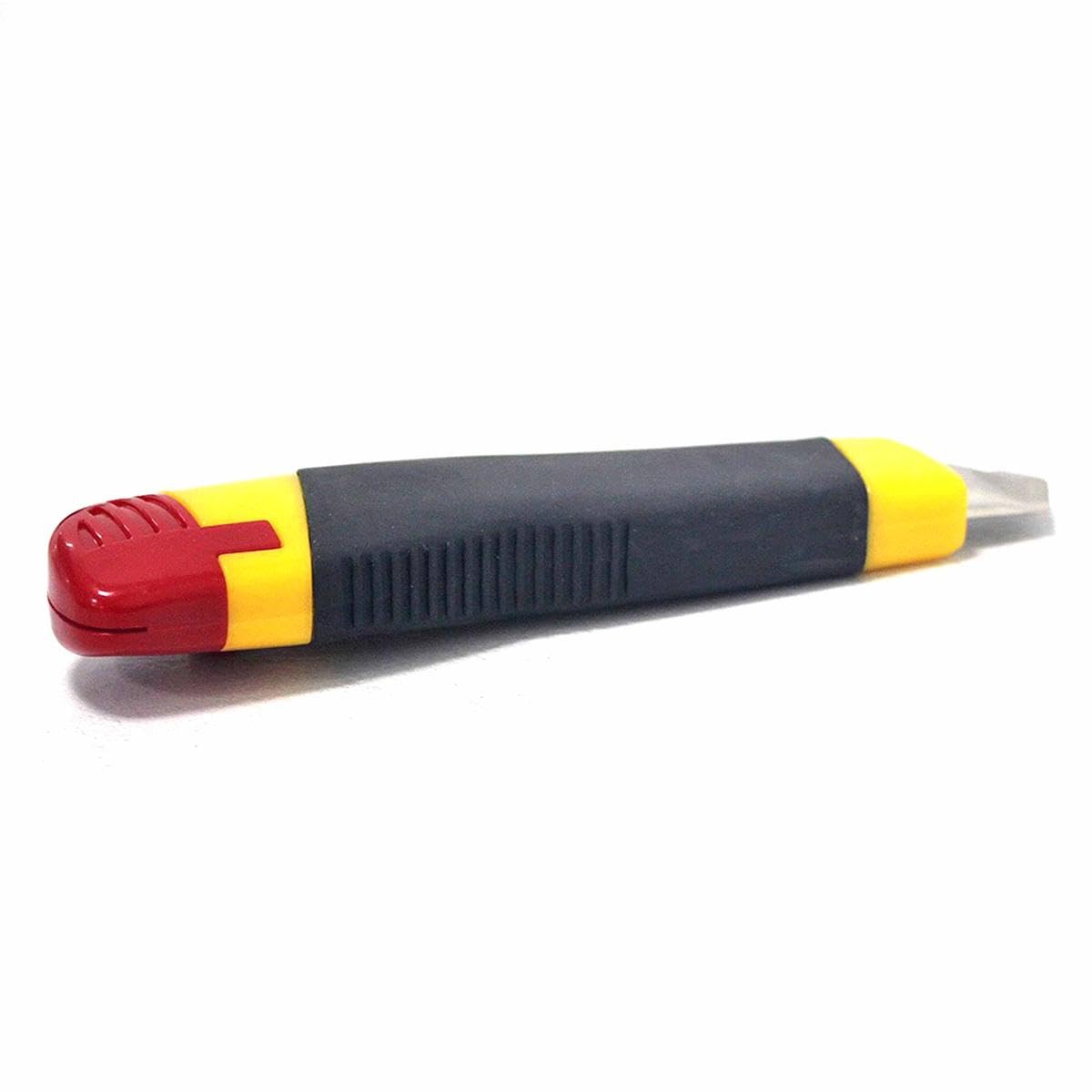SIMPLETEK - Zestaw 12 profesjonalnych noży zatrzaskowych z 3 zapasowymi ostrzami | Ostrza 18 mm | Wielofunkcyjny nóż - żółty, czarno-czerwony
