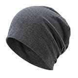 Djfkey Leichte Beanie-Mütze – Baumwoll-Kopfbedeckung, dünne Strickmütze: Chemo-Mütze für Herren und Damen ideal für Radsport, Unterziehen & Schlaf (DE/NL/SE/PL, Numerisch, 56, 60, Grau)