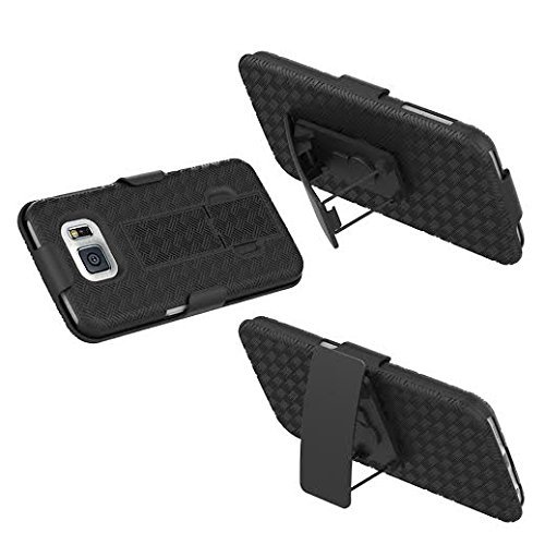 Galaxy S7 Case, Galaxy Wireless Combo Shell & Holster Case - Anti Slip Slim Shell Case Built-In Kickstand, Swivel Belt Clip Holster Compatible For Galaxy S7 Phone Case - Black #TOP7