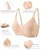 COOL CUTE Jelly Bras for Women No Underwire Sexy V-Neck Mesh Comfy Wireless Bralettes Seamless Everyday Tshirt Bra Beige