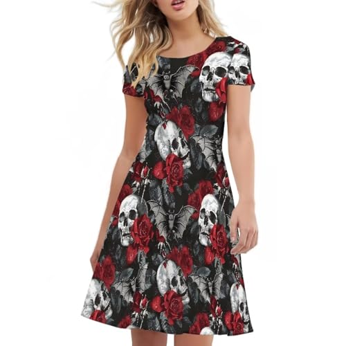 Binienty Women's Summer Casual Loose Crewneck Dress Ruffle Puffy Long Sleeve High Waist Midi Dress3