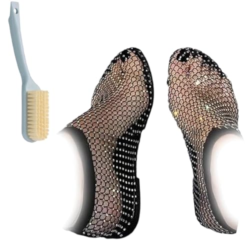 Glittery Stretchy Net Shoes, Shiny Gem Mesh Flats, Shiny Stylish Flats, Ultra Comfortable Shiny Gem Mesh Flats