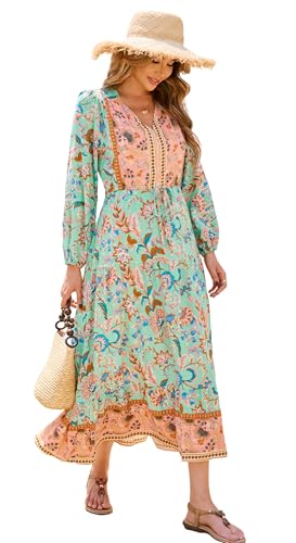 let me be long-sleeve v-neck floral a-line midi dress Let Me Be Long-Sleeve Printed Midi Dress