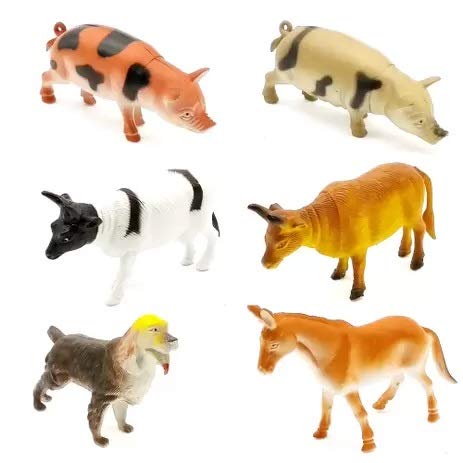 Brinquedos Animais Da Fazenda Pacote Com 6 Peças Miniatura Animais Borracha Para Banho Ou Brincar, C