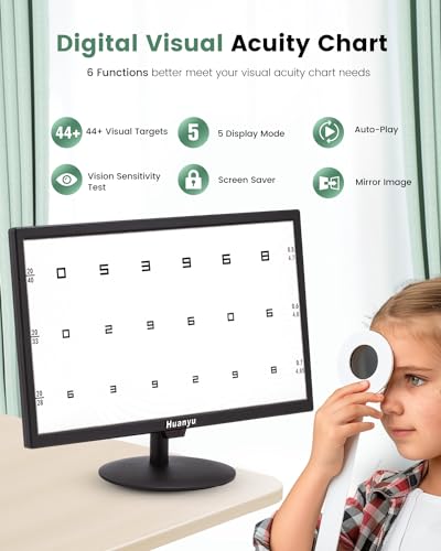 Image of Huanyu Visual Acuity Chart Digital 23inch LCD Electronic Optical Eye Charts with 44+ Visual Targets Frame-Less Full Screen Visual Acuity Chart Digital with Remote 21.5inch Bundle