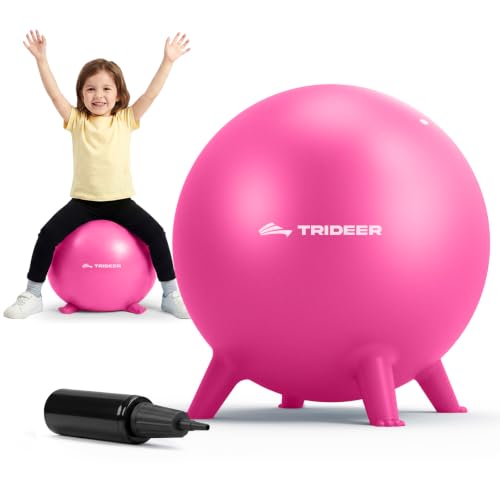 Image of Trideer Flexible Seating for Classroom Elementary, Yoga Ball Chairs for Kids, Wobble Chair of School Supplies for Sensory Kids, Student Desk Chairs for Homeschool (Pink, 55cm)