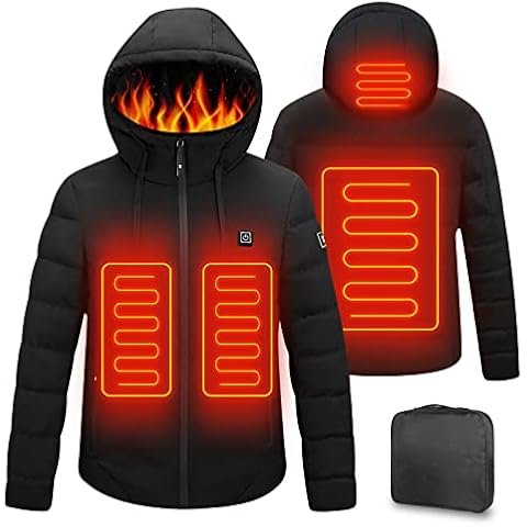 Heated Jacket with Hood, Winter Warm Hoodie Jacket with 3 Heating Levels,USB Charging Port, Men Women Windproof Waterproof Coats Body Warmer for Outdoor Work Hiking Skiing Fishing Riding Motorcycle Cover