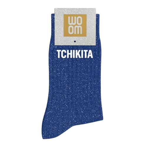 Chaussettes à paillettes JUL – Chaussette à Paillette à message JUL – Cadeau original femme – Confort Premium en Coton – Taille unique 36-40 (BLEU -...