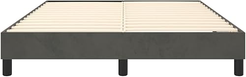 Miniatura 4 de vidaXL Moderno marco de cama de terciopelo con somier, gris oscuro, tamaño Queen, 59.8 x 79.9 pulgadas, madera contrachapada y construcción de