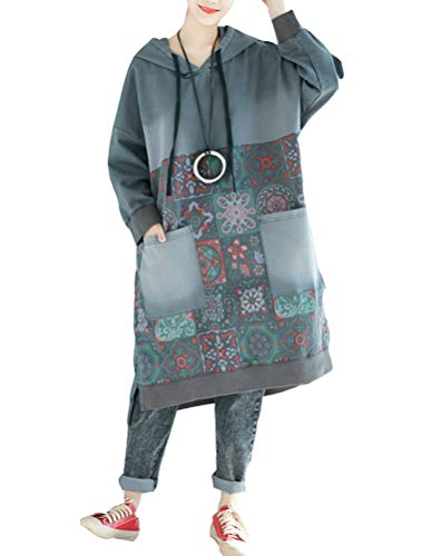 FTCayanz Damen Hoodie Kleid Pullover Oversize Kapuzenpullover Lange...
