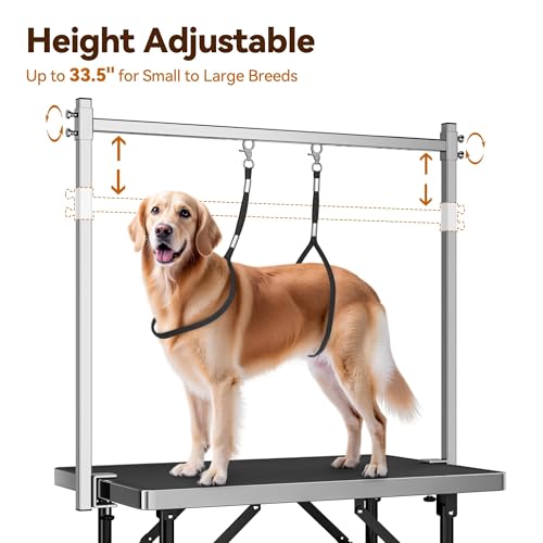 Image of Dog Grooming Table with Arm, Hammock, Nooses, 35.5 inchLx23.6 inchW Tabletop