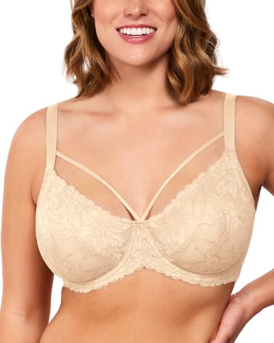 Image of HSIA Minimizer Bras for Women Unlined Underwire Lace Bras for Large Breasts | Full Coverage, Plus Size, Support Lift, Breathable, Everyday Essentials, Soft, Back Smoothing, Wide Straps, Sizes 32-46 C-I