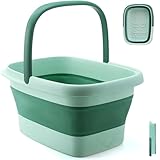 Qtiice Zusammenklappbare Fußbadewanne, Fußspa-Becken, Pediküre-Fußbadewanne mit Tragegriff zum Füße-Einweichen (Grün)