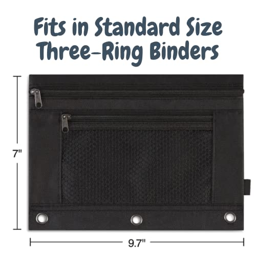 1Intheoffice Pencil Pouch 3 Ring, Black, Pencil Pouch For 3 Ring Binder 2 Pack (Canvas Black) #TOP4