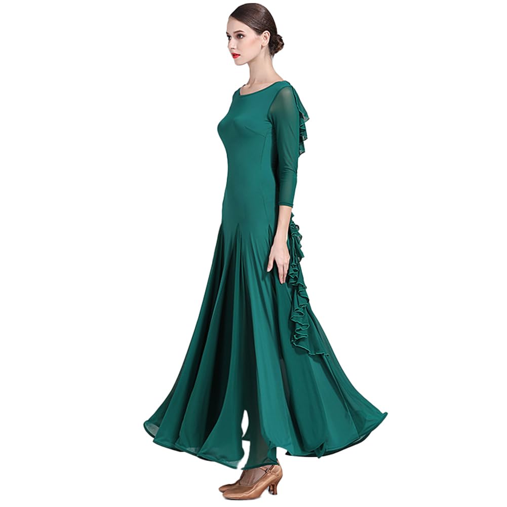 Modernes Gesellschaftstanzkleid für Damen, Rundhalsausschnitt, rückenfreies Design, professionelle Tanzaufführungskleider, nationaler Standardtanz, Walzer-Tango-Kleider
