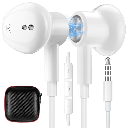 3.5mm Earbuds Noise Canceling Headphones with Microphone Magnetic in-Ear Wired 3.5mm Jack Earphone for Chormebook Moto G Stylus Power Pure for Google Pixel 4a 5a for Samsung S10 S10e A03s A14 A13 A15