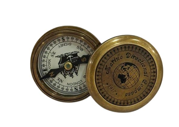 Vintage Brass Nautical Pocket Compass, 1917 Titanic Directional Design Best for Camping-image-42