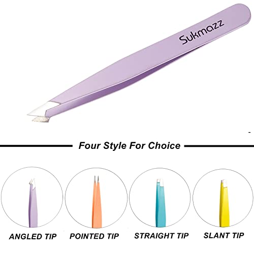 Sukmazz Professional Tweezers For Eyebrows,4 Pcs Eyebrow Tweezers Set For Ingrown Hair Removal Eyelash Extension Eyebrows Plucking Tweezers #TOP2