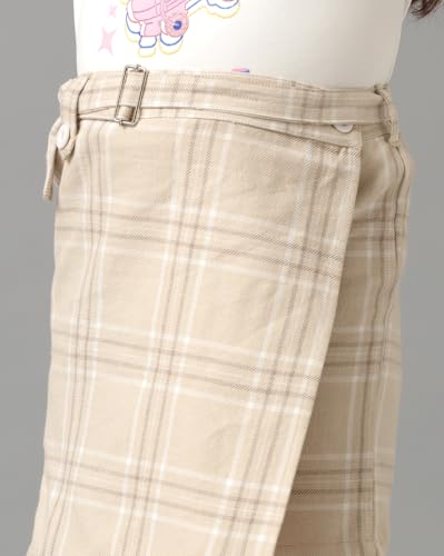 Image of Under Fourteen Girls Flannel Checks Skort | Skirt for Girls | Woven | 12-13 Yrs(Beige)
