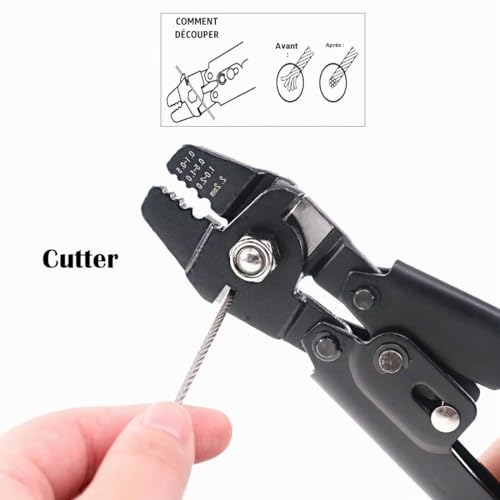 Glarks Outil de sertissage de câble métallique jusqu'à 2,2 mm avec 180 pièces 1,2/1,5/2 mm en aluminium à double barillet – vue 4