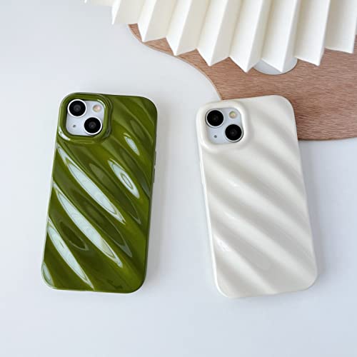 Caseative Cute Water Ripple Pattern Wave Shape Camera Lens Protection Soft Compatible With Iphone Case (White,Iphone 13 Pro Max) #TOP6
