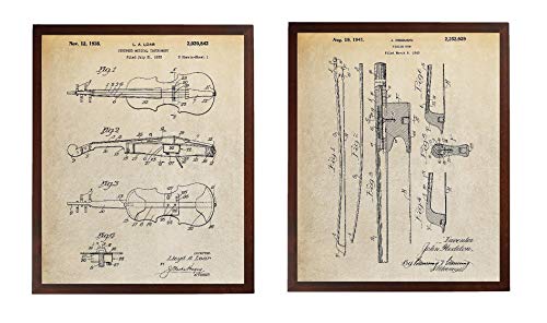 Turnip Designs Violin and Bow Patent Prints Blueprint Art Music Room Wall Art Music Teacher Gifts Violin Poster TDP1073
