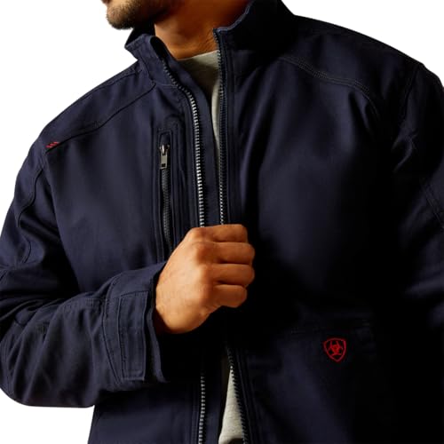 Image of ARIAT Men's Fire Resistant DuraLight Cordura Canvas Field Jacket, Navy, XX-Large Tall